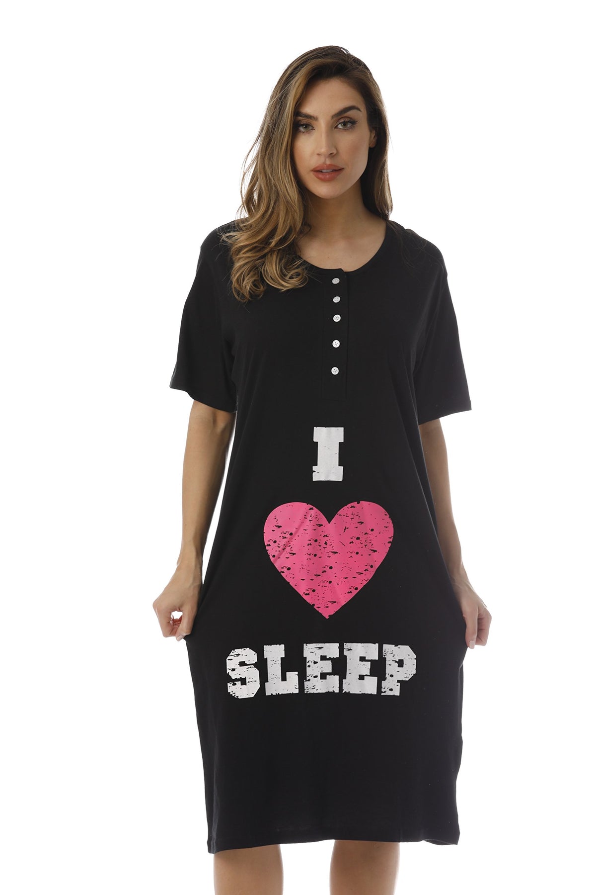 Just Love Women's Tie Dye Nightgown, 100% Cotton Short Sleeve Henley Sleep Shirt