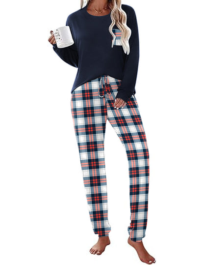 Ekouaer Womens Pajama Sets Long Sleeve Pjs Lounge Sets Joggers with Pockets