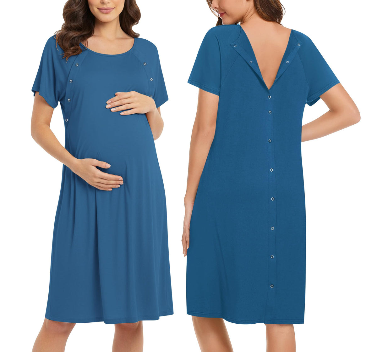 Ekouaer Women’s Nursing/Delivery/Labor/Hospital Nightdress Short Sleeve Maternity Nightgown with Button S-XXL
