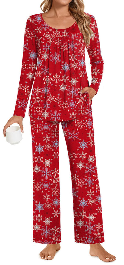 POPYOUNG Womens Pajama Set 2 Pieces Fall Pjs Comfy Sleepwear with Pockets