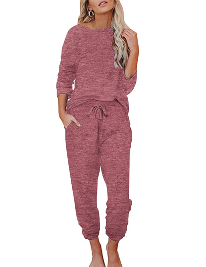 Ekouaer Womens Pajamas Set Long Sleeve Loungewear Soft Joggers with Pockets
