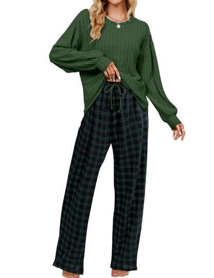 Blooming Jelly Women Ribbed Long Sleeve Pajama Sets Fall Loungewear Pockets
