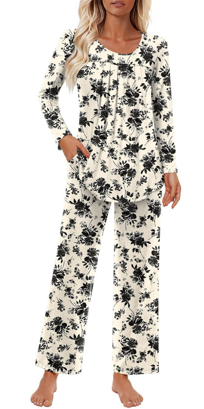 Findsweet Pajama Sets Women 2 Piece Long Sleeve Lounge Pj Sets Fall Outfits