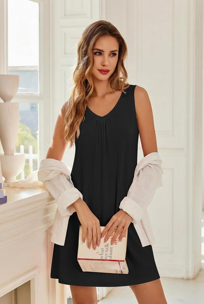 Ekouaer Nightgowns for Women Bamboo Viscose Night Gown Sleeveless Sleepwear