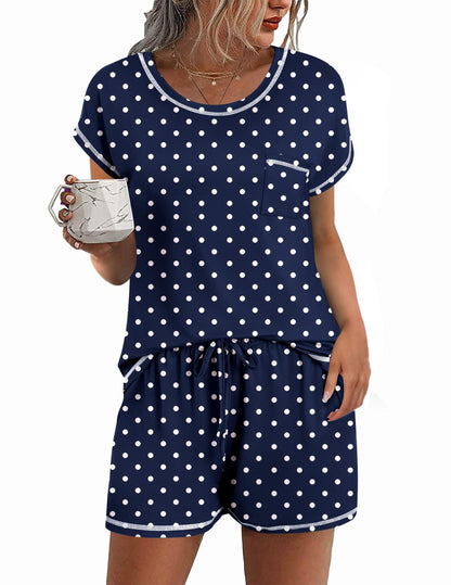 Ekouaer Womens Pajama Sets 2 Piece Pjs Short Sleeve Top and Shorts