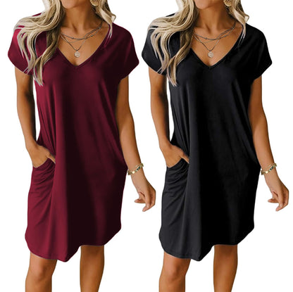 Ekouaer Womens 2 Pack Nightgown with Pockets Short Sleeve Night Shirts