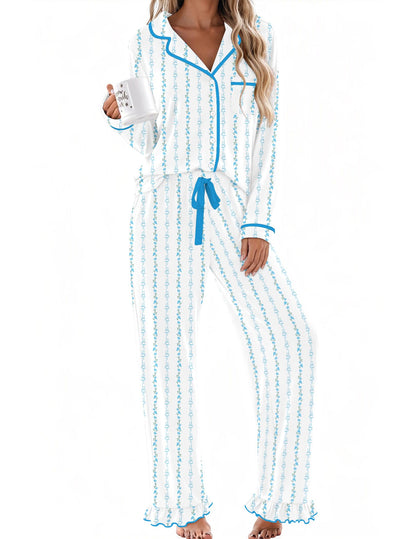 Ekouaer Womens Pajama Sets Long Sleeve Sleepwear Button Down Pjs Loungewear
