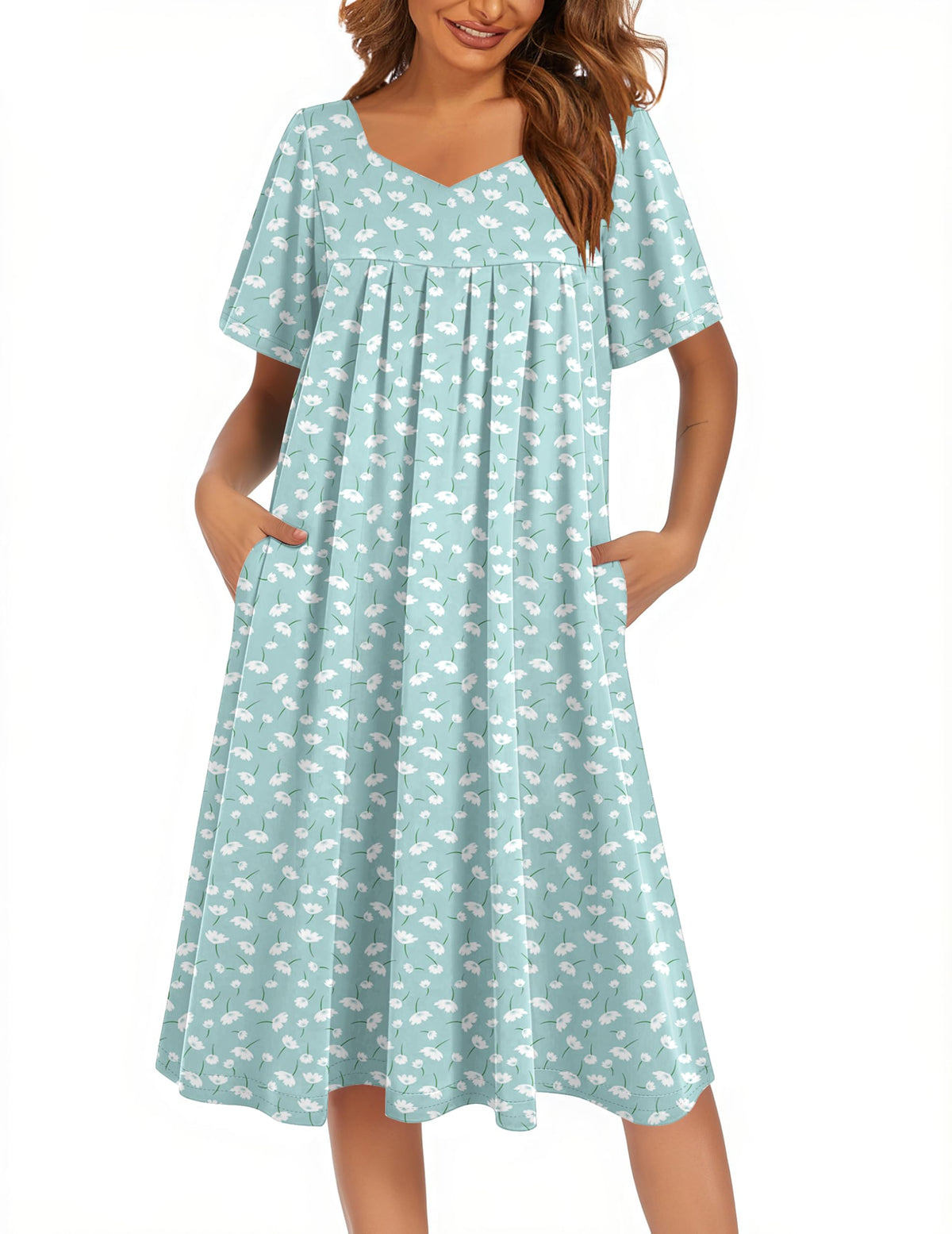 Ekouaer Womens Nightgown House Dress with Pockets Short Sleeve Moo Moos