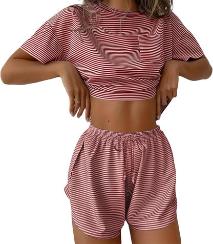 Ekouaer Womens Pajama Sets Sexy Lounge Sets Side Split Short Pj Sets