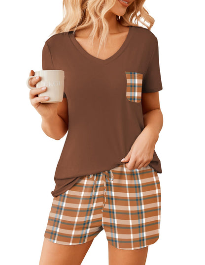Ekouaer Womens Pajama Sets Shorts Soft 2 Piece Lounge Set with Chest Pocket