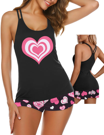 Ekouaer Womens Cami Pajama Set Sleeveless Racerback Tank Top Soft Sleepwear