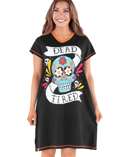 Lazy One Women's Novelty Cotton Nightgown, Cute V-neck Womens Sleep Shirts