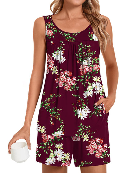 POPYOUNG Pajama Set for Women Summer 2 Piece Lounge Shorts Sets Sleepwear