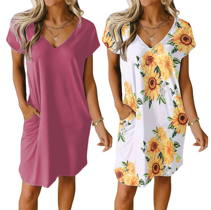 Ekouaer Womens 2 Pack Nightgown with Pockets Short Sleeve Night Shirts