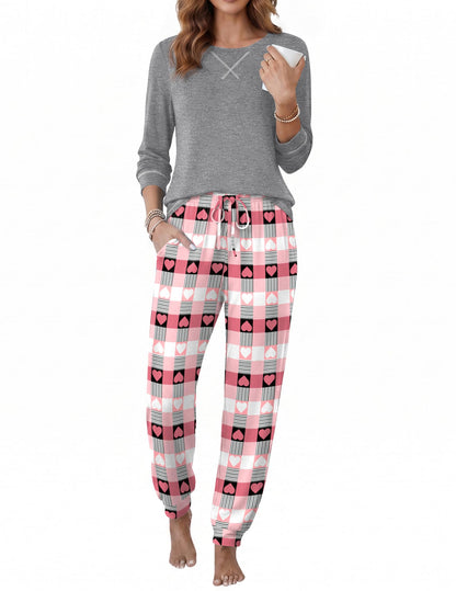 Ekouaer Pajamas for Women Set Long Sleeve Top and Jogger Pants Lounge Sets