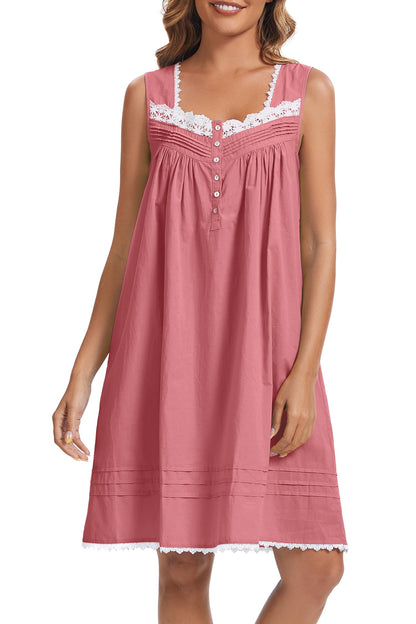 AVIIER 100% Cotton Nightgowns for Women Sleeveless Night Gown with Pockets
