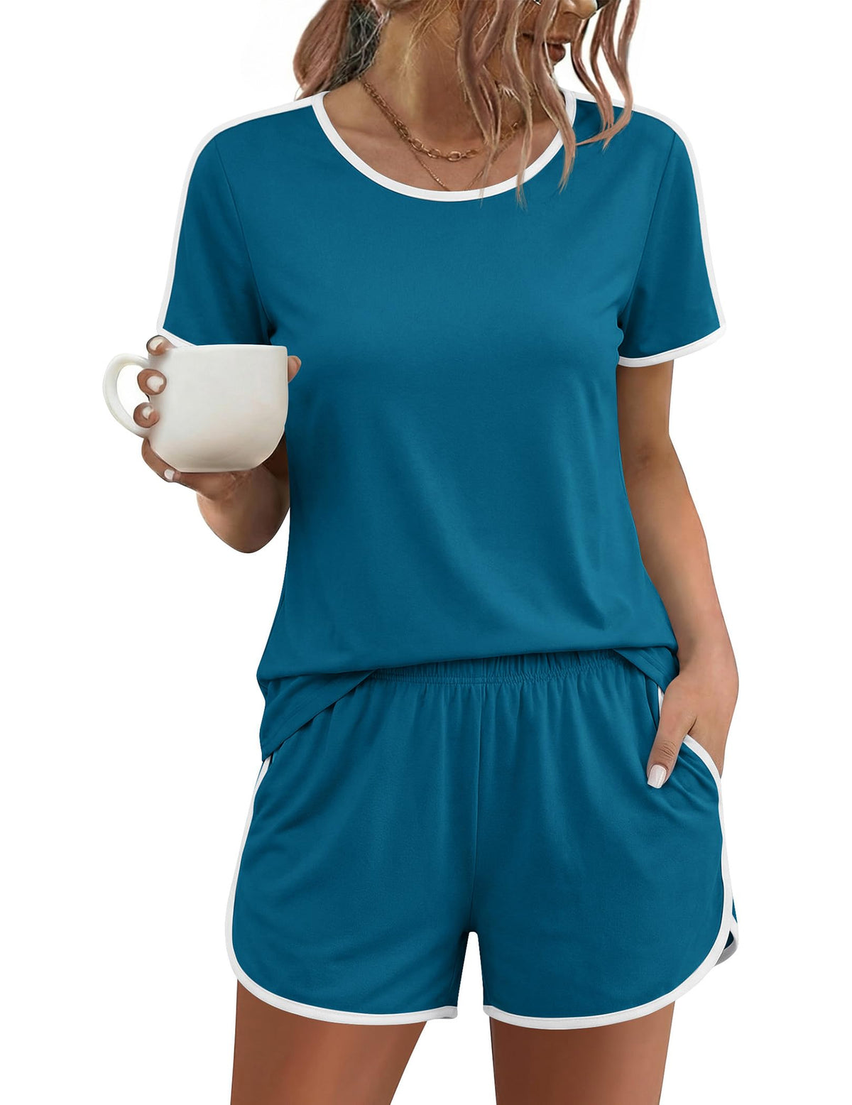Ekouaer Womens Pajama Sets 2 Piece Soft Sleepwear Summer Lounge Sets S-XXL
