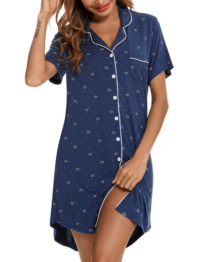 Senert Nightgowns for Women Button Down Sleeve Sleep Shirt Night Gowns