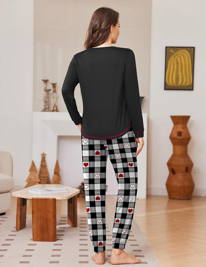 Ekouaer Pajamas for Women Set Long Sleeve Top and Jogger Pants Lounge Sets