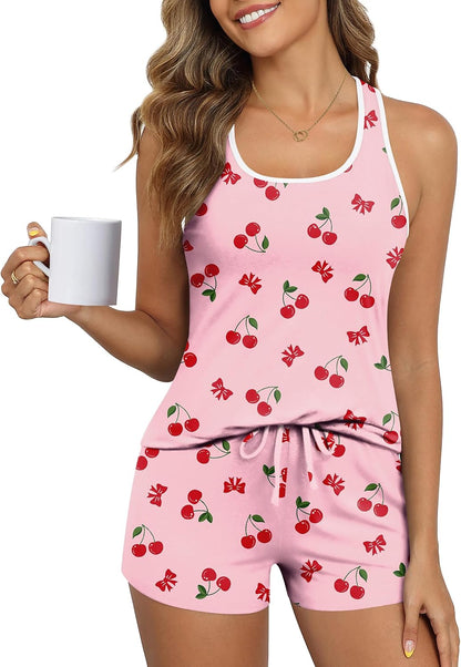 Ekouaer Womens Tank Top Pajama Set Sleeveless Sleepwear Cami and Shorts Pjs