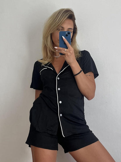 Ekouaer Pajamas Set for Women Short Sleeve Sleepwear Button Down Pj XS-XXXL