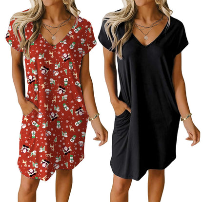 Ekouaer Womens 2 Pack Nightgown with Pockets Short Sleeve Night Shirts