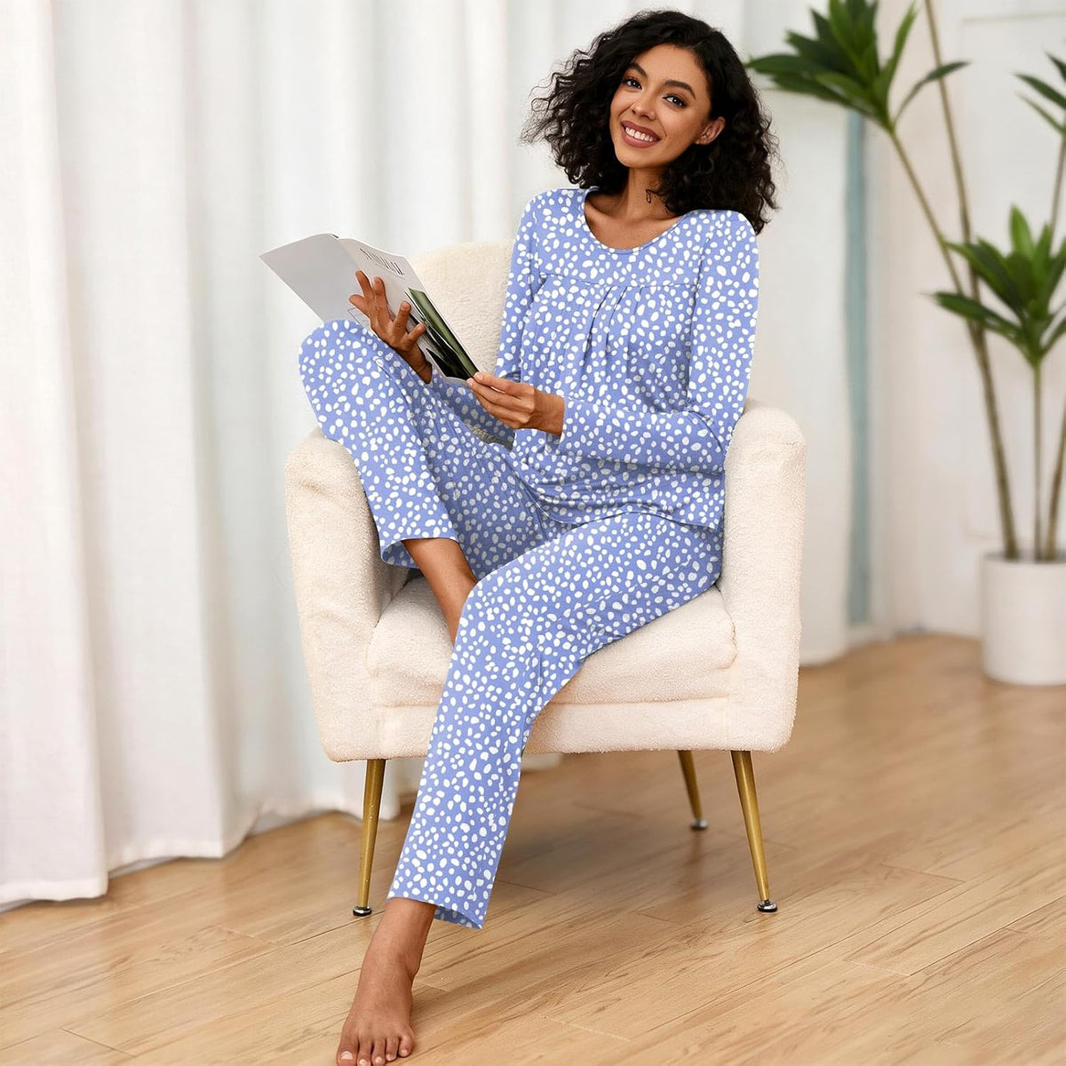 Findsweet Pajama Sets Women 2 Piece Long Sleeve Lounge Pj Sets Fall Outfits