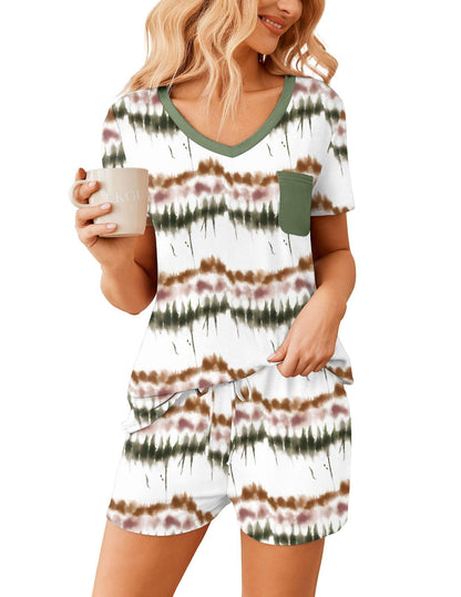 Ekouaer Womens Pajama Sets Shorts Soft 2 Piece Lounge Set with Chest Pocket