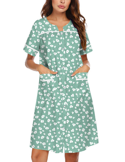 Ekouaer Nightgowns for Women House Dress with Pockets Snap Front House Coat
