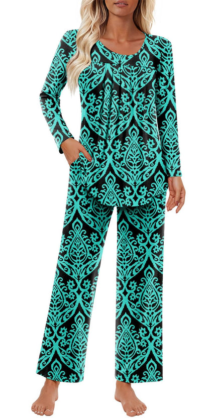 Findsweet Pajama Sets Women 2 Piece Long Sleeve Lounge Pj Sets Fall Outfits