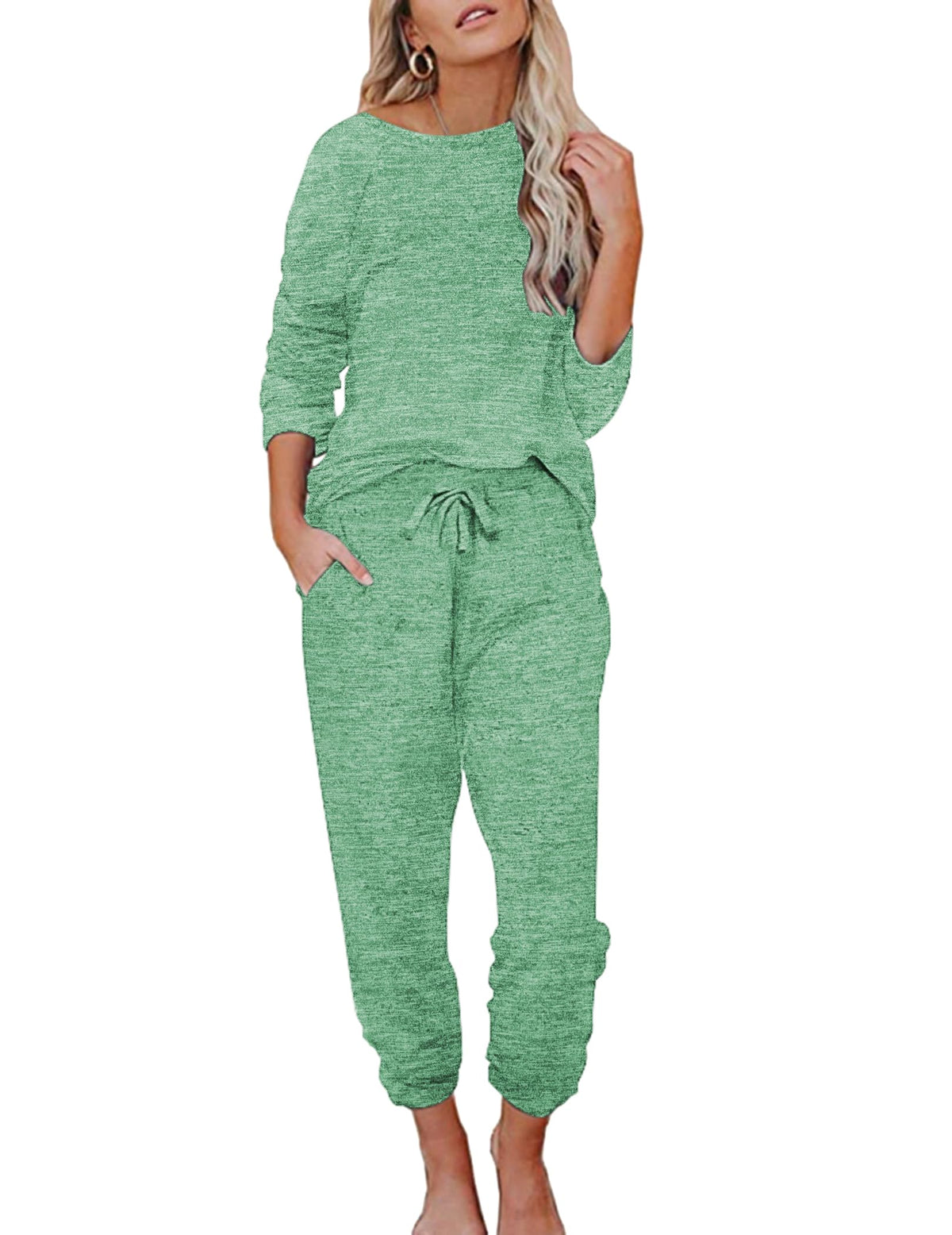 Ekouaer Womens Pajamas Set Long Sleeve Loungewear Soft Joggers with Pockets