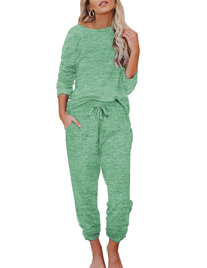 Ekouaer Womens Pajamas Set Long Sleeve Loungewear Soft Joggers with Pockets