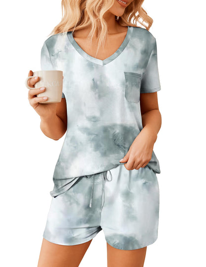 Ekouaer Womens Pajama Sets Shorts Soft 2 Piece Lounge Set with Chest Pocket
