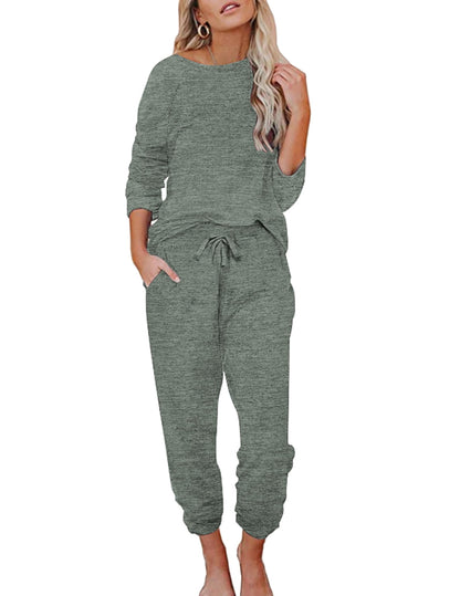 Ekouaer Womens Pajamas Set Long Sleeve Loungewear Soft Joggers with Pockets