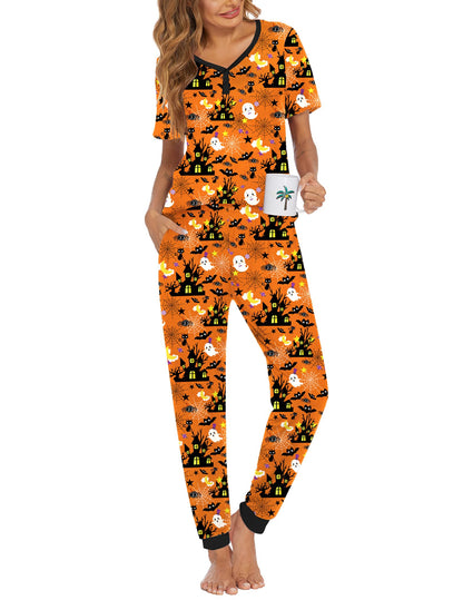 Ekouaer Pajamas for Women Set 2 Piece Short Sleeve Fall Pjs with Pockets