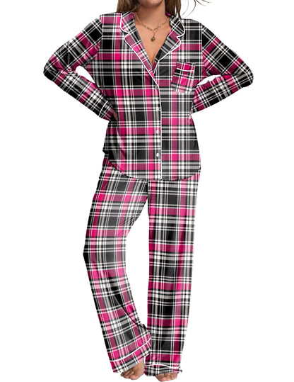 Ekouaer Womens Pajamas Set Button Down Long Sleeve Top & Pants Lounge Sets