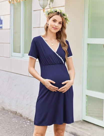 Ekouaer Nursing Nightgown Labor and Delivery Gown Dress Maternity Pajamas