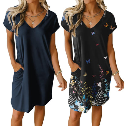Ekouaer Womens 2 Pack Nightgown with Pockets Short Sleeve Night Shirts