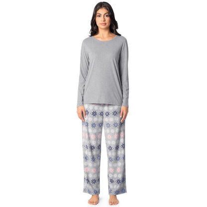 Fruit of the Loom Women's Sueded Jersey Crew Top and Fleece Pant Sleep Set