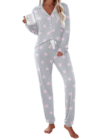 Ekouaer Pajamas Set Long Sleeve Sleepwear Womens Button Down Soft Pjs