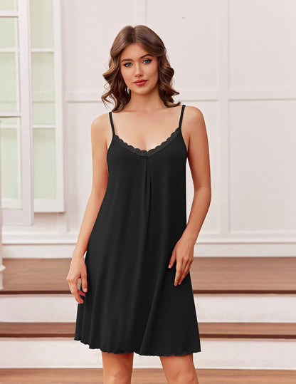Ekouaer Nightgowns for Women Bamboo Viscose Sleeveless Soft Sleep Shirts