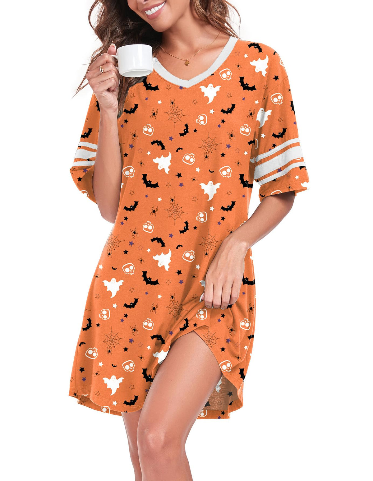 REGAI Women's Nightgowns Short Sleeve Soft Sleepshirt