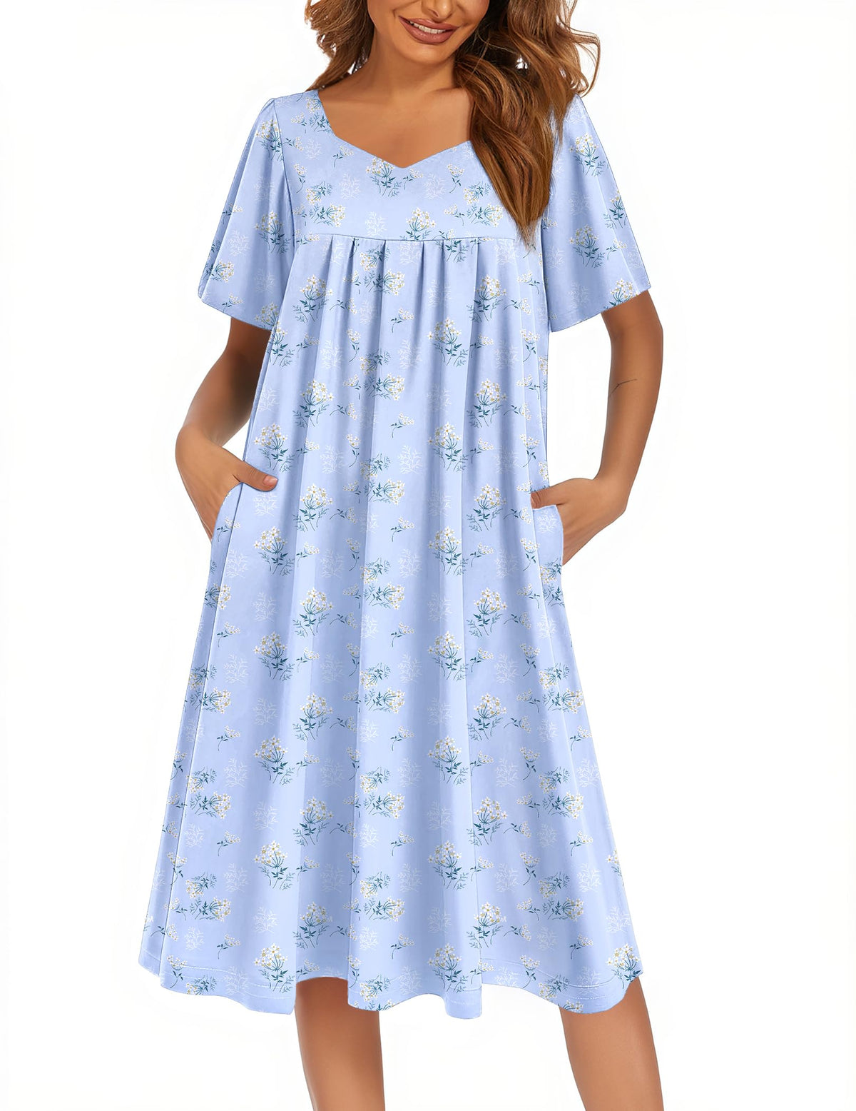 Ekouaer Womens Nightgown House Dress with Pockets Short Sleeve Moo Moos