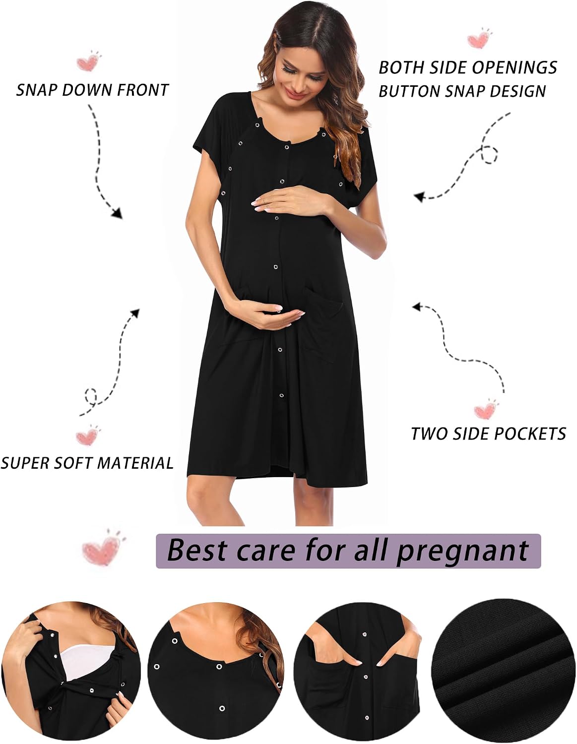 Ekouaer Labor Delivery Gown Nursing Braeastfeeding Dress Maternity Clothes