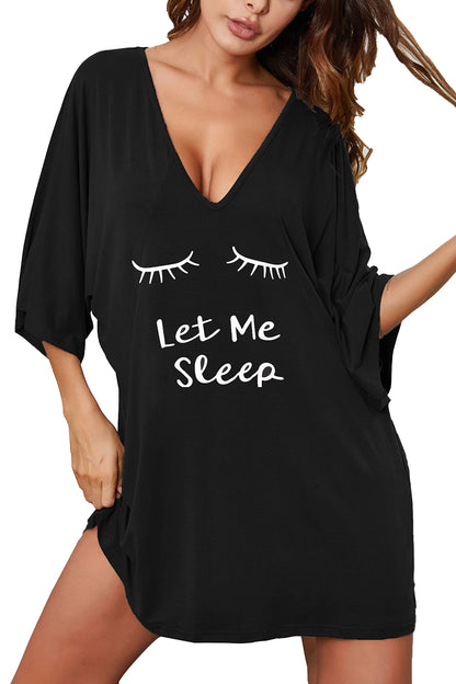 Ekouaer Nightgowns for Women Deep V Neck Sleep Shirt Oversized Night Shirt