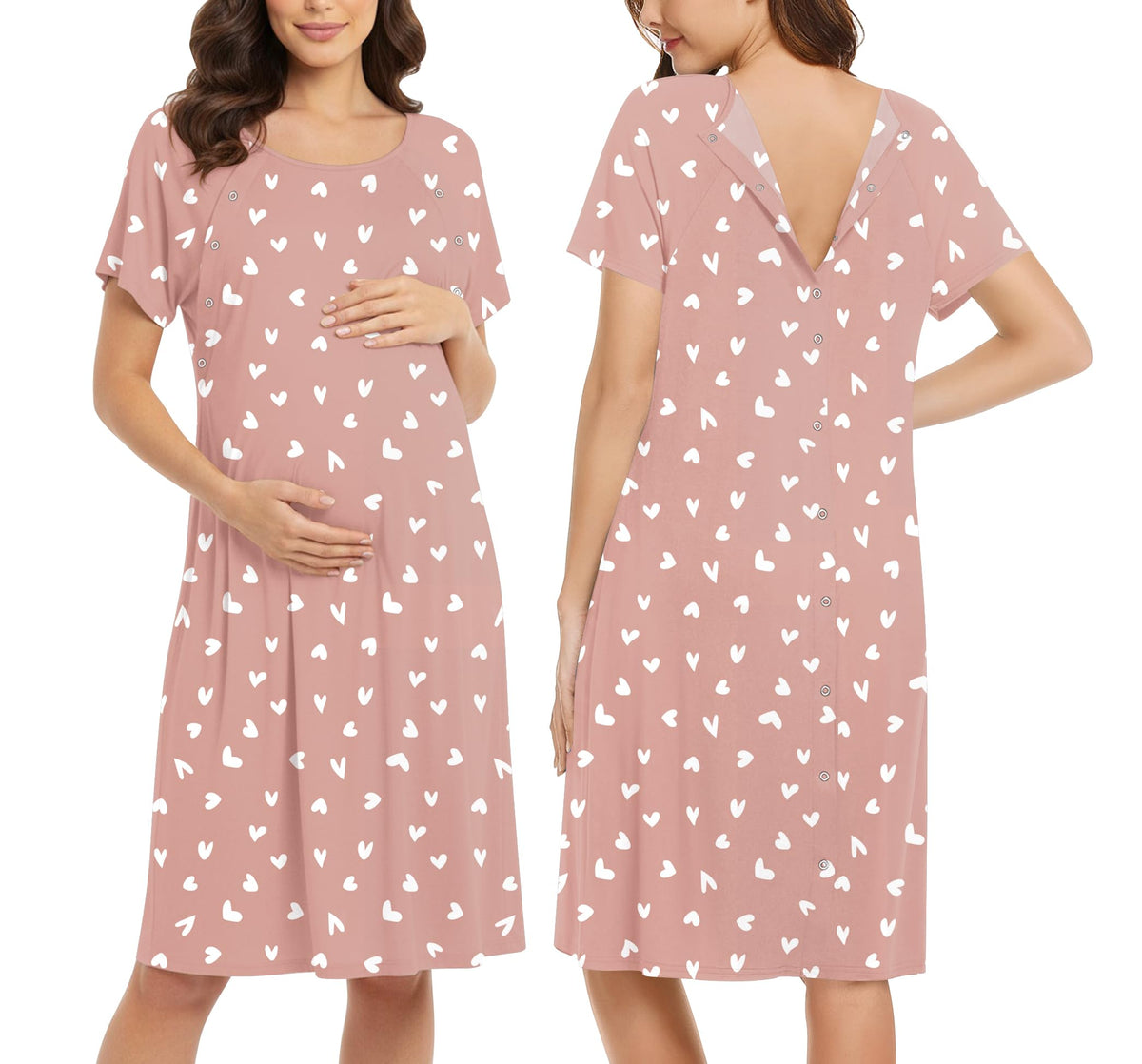 Ekouaer Women’s Nursing/Delivery/Labor/Hospital Nightdress Short Sleeve Maternity Nightgown with Button S-XXL