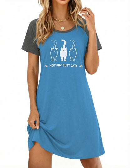 Ekouaer Nightgowns for Women Short Sleeve Night Dress Printed Sleepwear