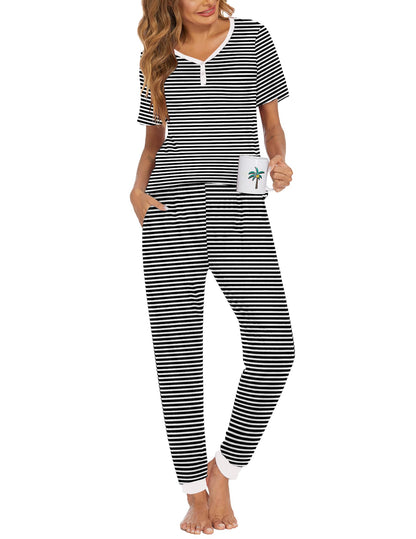 Ekouaer Pajamas for Women Set 2 Piece Short Sleeve Fall Pjs with Pockets