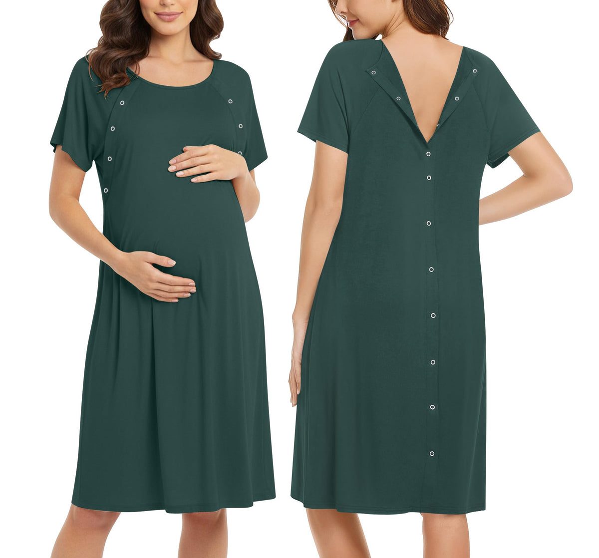 Ekouaer Women’s Nursing/Delivery/Labor/Hospital Nightdress Short Sleeve Maternity Nightgown with Button S-XXL