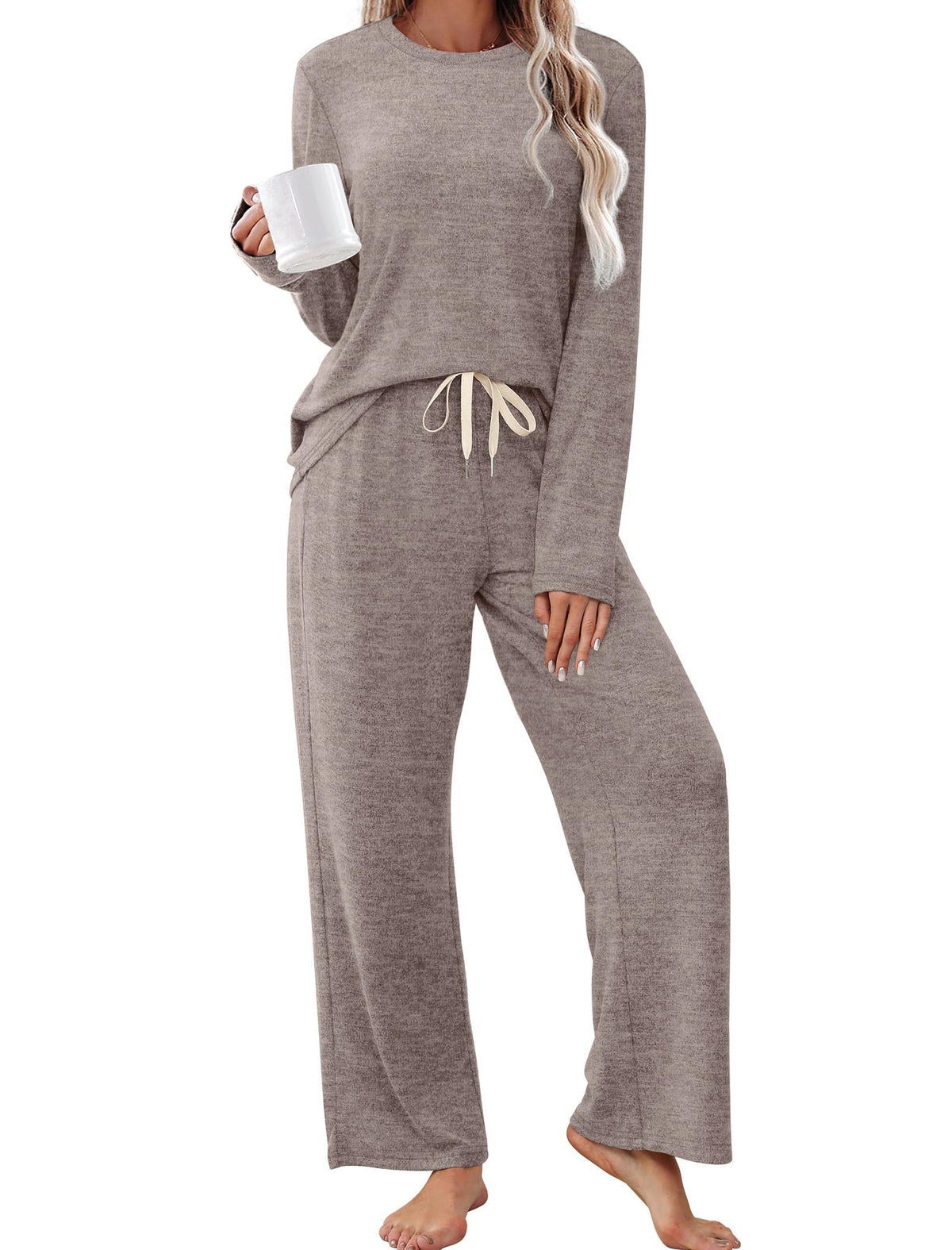 SAMPEEL Pajamas for Women Set Comfy Lounge Sets Two Piece Long Sleeve Cute Pjs Soft Sleepwear Winter Clothing